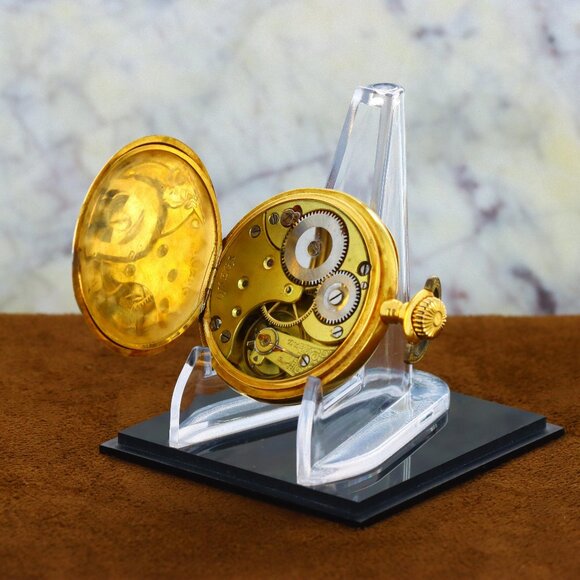 Omega 18kt Yellow Gold ’Grand Prix Paris 1900’ Pocket Watch 45.5mm White Enamel - Picture 7 of 7